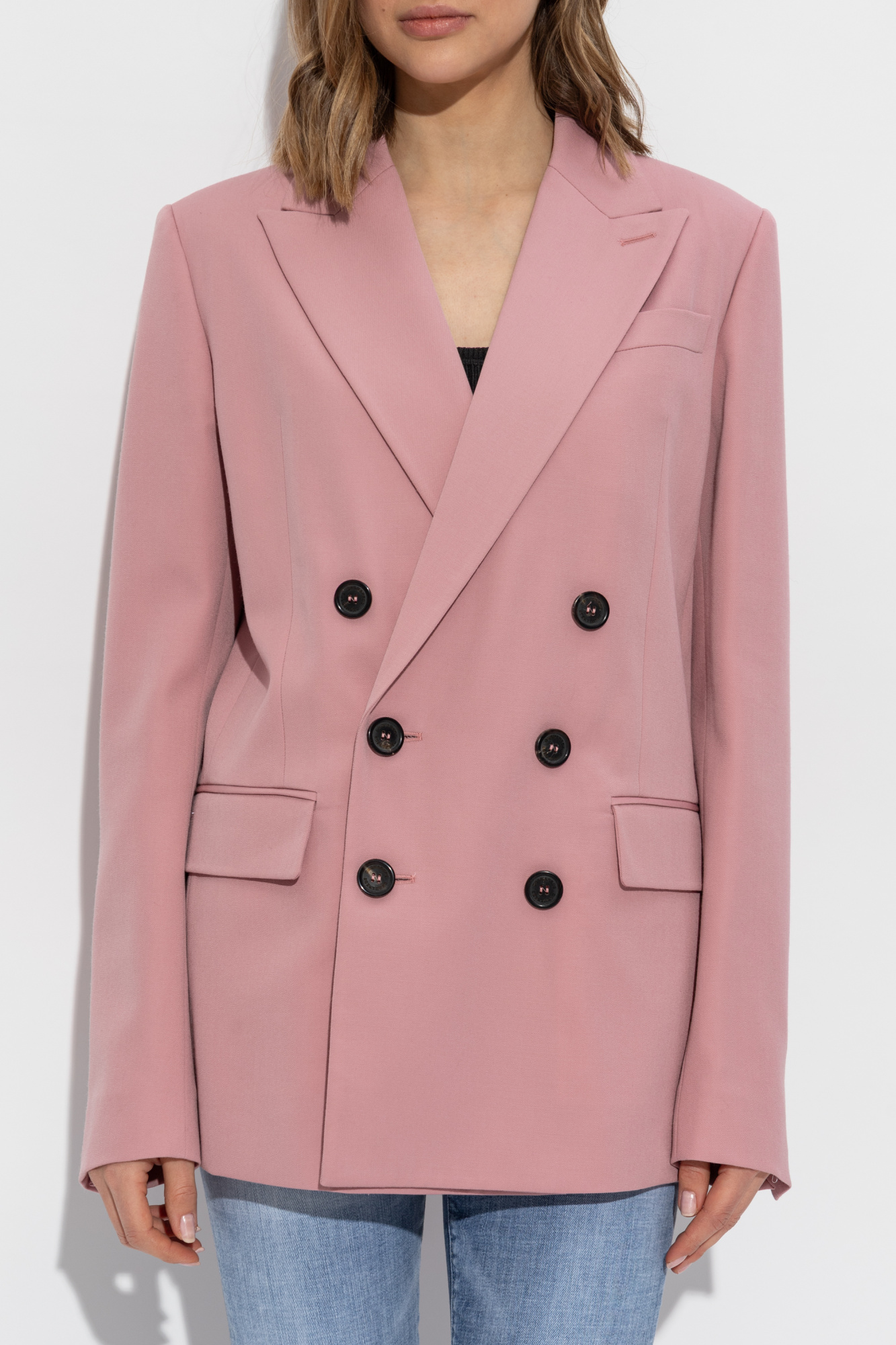 【送料&関税込】Dsquared2 Pink Double-breasted Jacket DSQUARED2 Blazer Jacket Pink Double Breasted Women Coat IT38